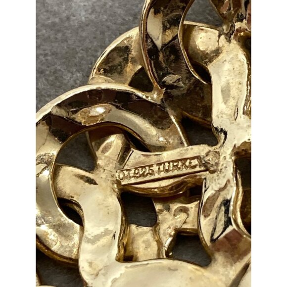 Gold Coated Sterling Silver Filigree Weave Wide Bangle Bracelet Turkey - Picture 10 of 11